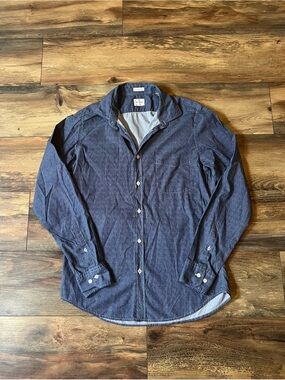 Hartford Shirt Mens Large Blue Dot Long Sleeve Button Up Slim Fit Casual
